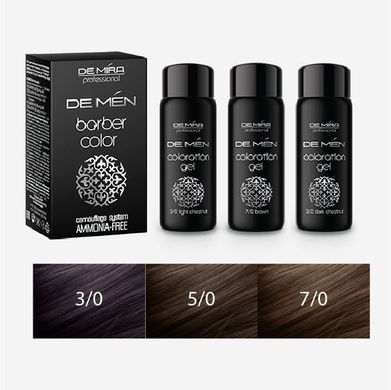 Система для камуфляжа волос и бороды DeMira Professional &laquo;DeMen&raquo; BARBER COLOR AMMONIA FREE Русый 7/0 60 мл+60 мл, Русый
