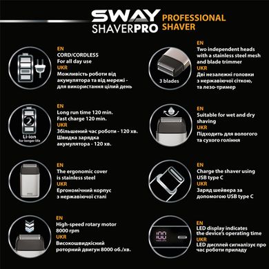 Професійна електробритва Sway Shaver Pro Black